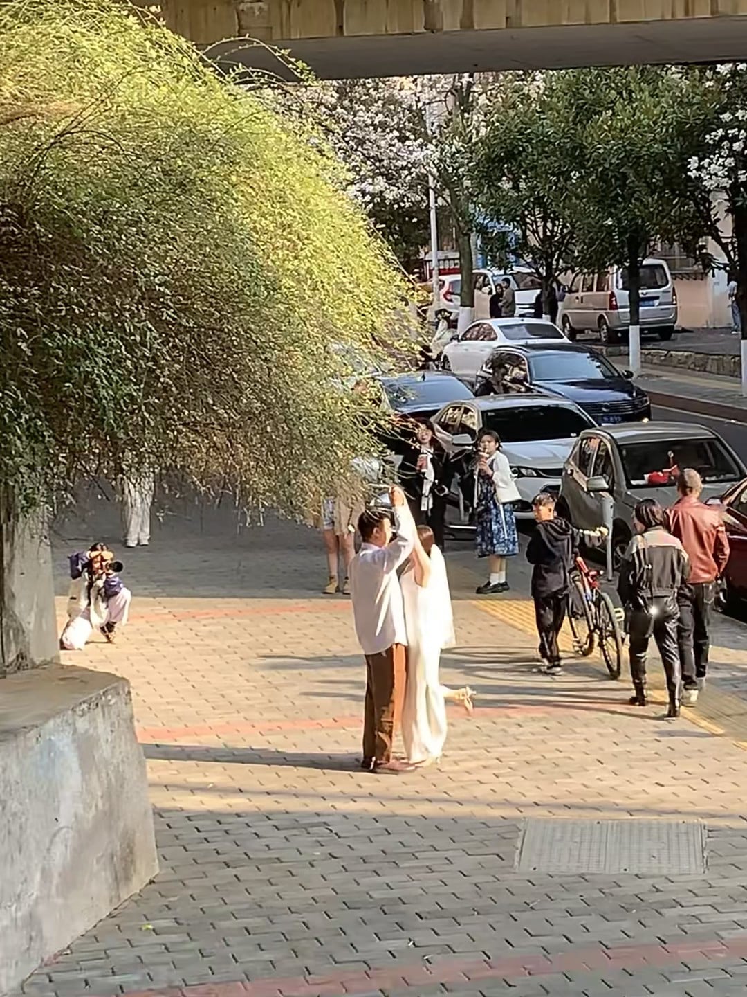 路过桥下被偷拍了…这组婚纱照的光太绝了！